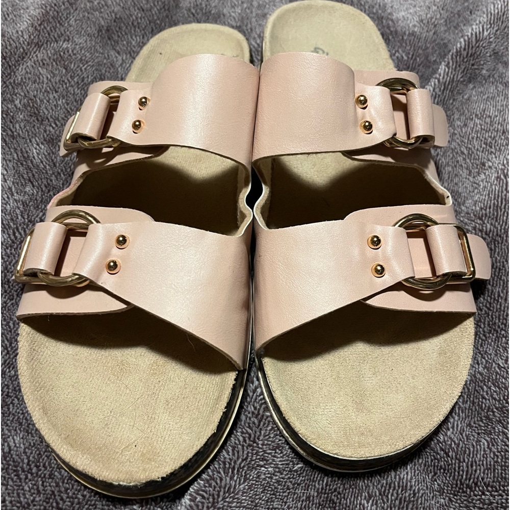 Qupid pink and gold sandals
